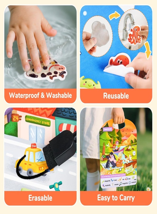 JoyCat Reusable Sticker Book Set (4-Pack), Kids Sticker Activity Books, 120+ Jelly Stickers for Toddlers, Travel Toys for Car Airplane Road Trips, Preschool Educational Learning Gifts for Boys Girls - Image 4