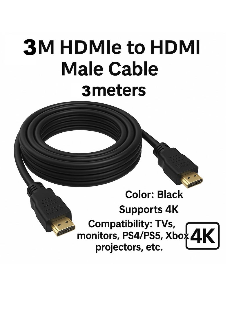FUJISHKA A premium 3-meter HDMI cable for high-definition audio and video transmission. Perfect for TVs, monitors, projectors, and gaming consoles. Supports stunning 4K resolution for ultra-clear viewing. - Image 4