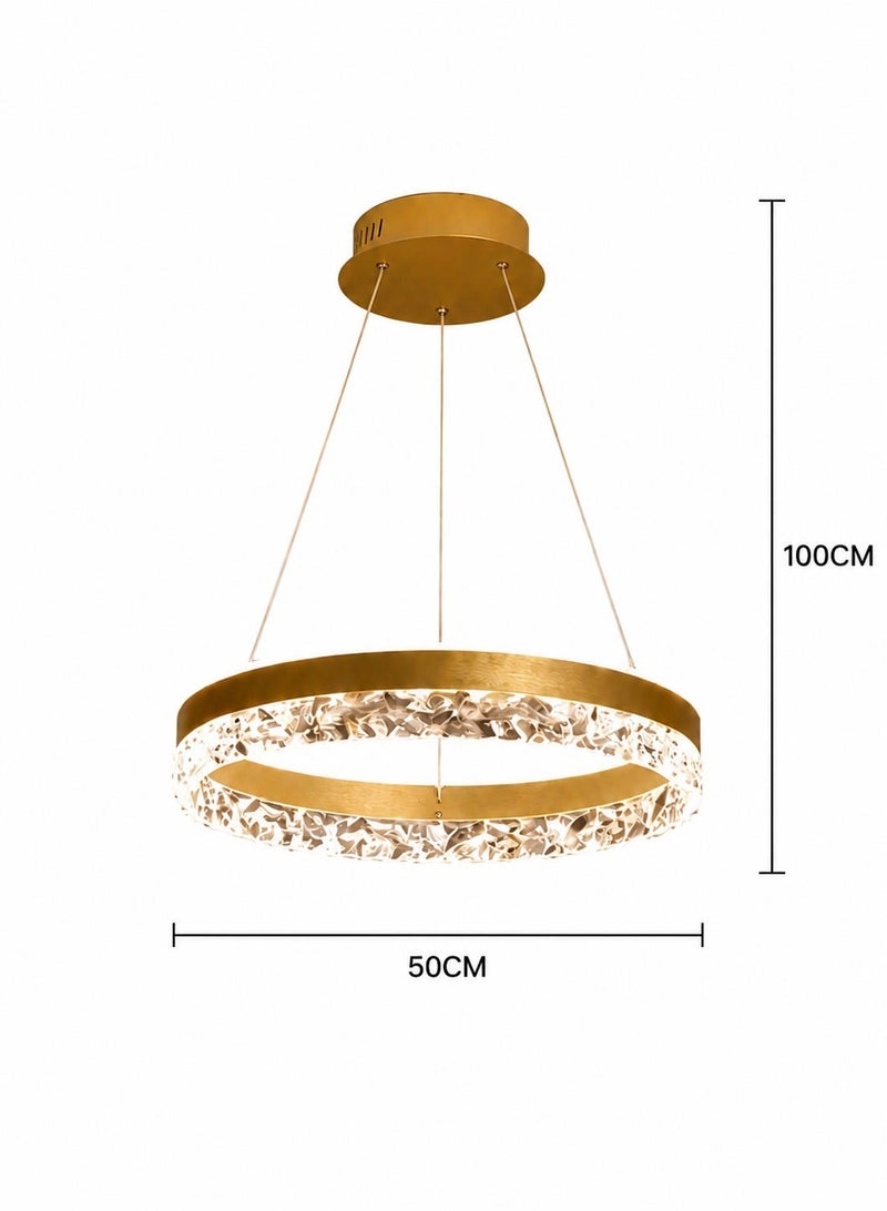 الثريات ثريا سقف LED مودرن 50 سم لون ذهبي مع ريموت تحكم – تصميم كريستال فاخر لغرفة المعيشة والطعام - Image 4