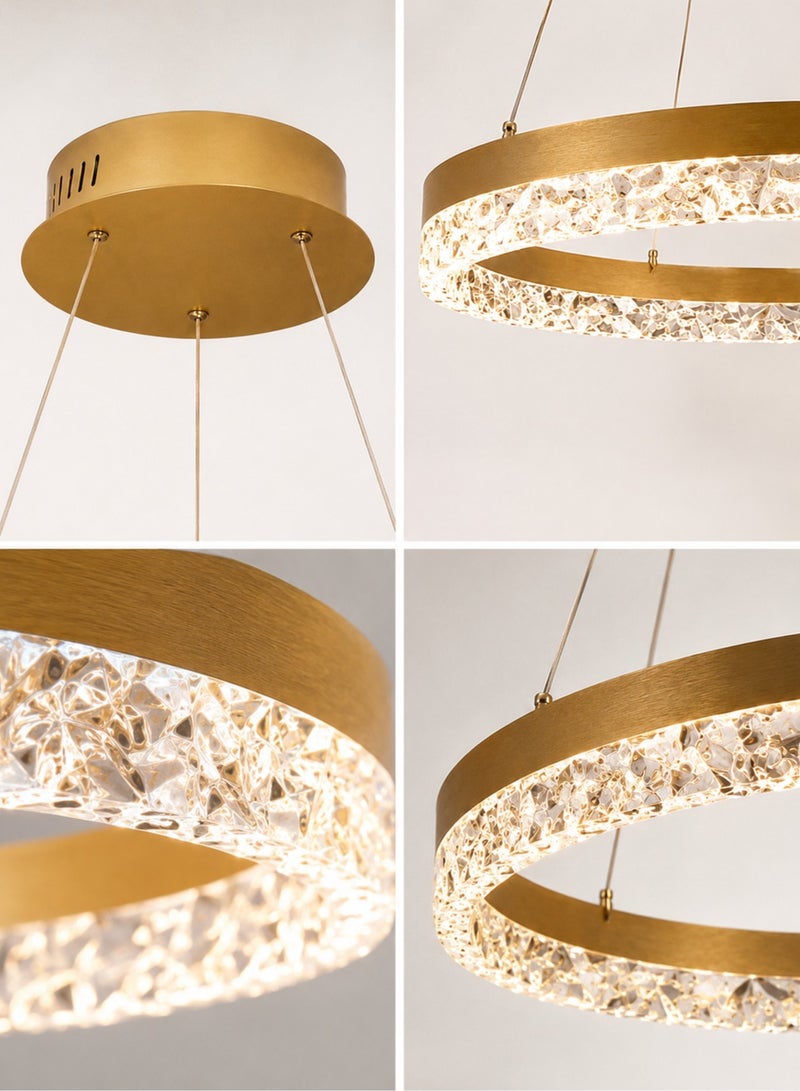الثريات ثريا سقف LED مودرن 50 سم لون ذهبي مع ريموت تحكم – تصميم كريستال فاخر لغرفة المعيشة والطعام - Image 3