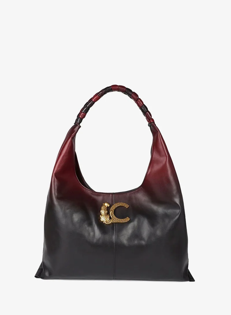 Lola Casademunt Faux Leather Effect Shopper Bag with Braided Handle and Leopard LC Logo