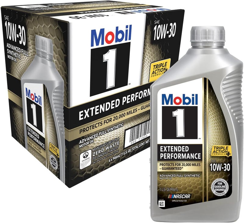 Mobil زيت محرك موبيل 1 للأداء الممتد بالكامل الاصطناعي 10W30 1 كوارت 6 عبوات - Image 1