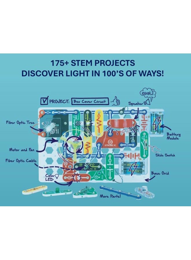 Snap Circuits Elenco Snap Circuits LIGHT Electronics Exploration Kit | Over 175 Exciting STEM Projects | Full Color Project Manual | 55+ Snap Circuits Parts | STEM Educational Toys for Kids 8+,Multi - Image 4