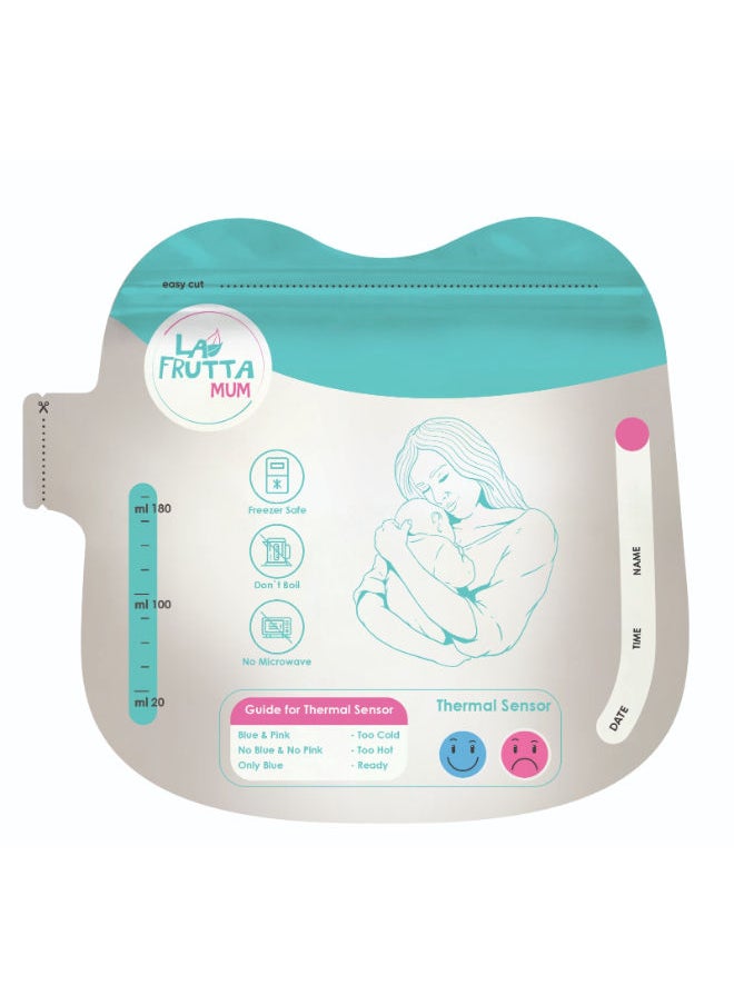La Frutta La Frutta Mum Milk Storage Bags 180ml - 18Pcs, Pre-Sterilized.,Leak proof,Freezer safe ,Double zip lock. 