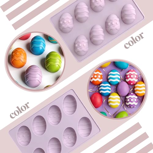 GARBODIY 8 Cavity Easter Egg Silicone Mold, Food Grade Non-Stick Baking Mold for Mousse Cake, Chocolate, Pudding, Jelly, DIY Oskrieel Soap, Easter Dessert Making (2Pack) - Image 4