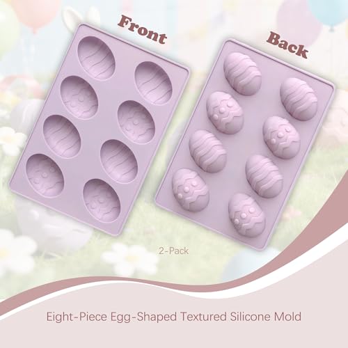 GARBODIY 8 Cavity Easter Egg Silicone Mold, Food Grade Non-Stick Baking Mold for Mousse Cake, Chocolate, Pudding, Jelly, DIY Oskrieel Soap, Easter Dessert Making (2Pack) - Image 2