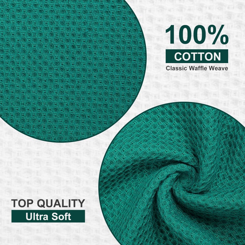 Kitinjoy 100% Cotton Kitchen Dish Cloths  6 Pack Waffle Weave Ultra Soft Absorbent Dish Towels for Drying Dishes Quick Drying Kitchen Towels Dish Rags  12 X 12 Inches  Teal - Image 2