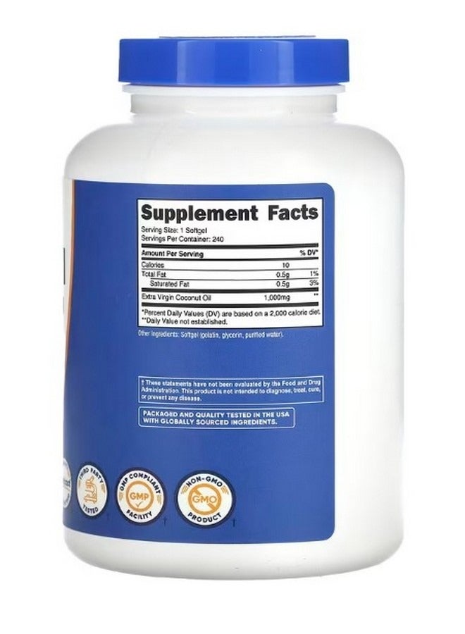 Extra Virgin Coconut Oil 1000 Mg 240 Capsules