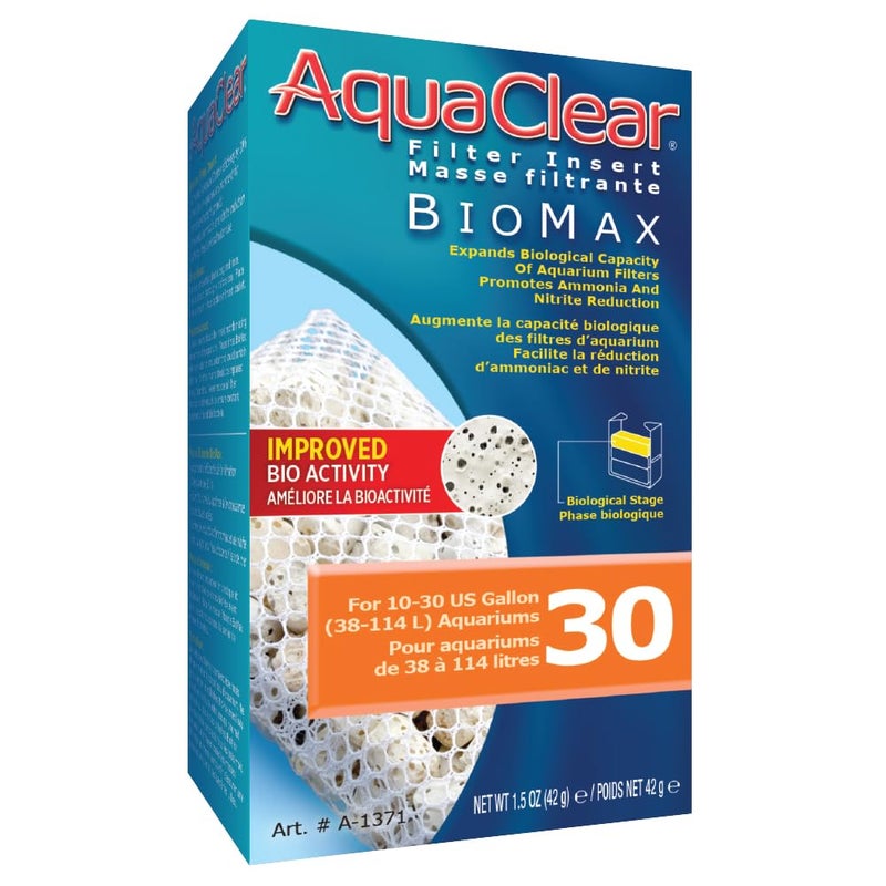Aquaclear A1371 30-Gallon Biomax, 65g (2.3OZ) , White