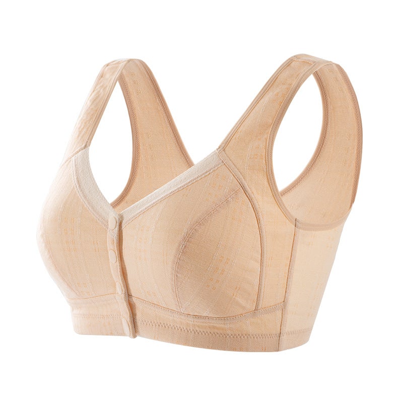New Front-Closure Bra Cotton Vest for Elderly Women Fog powder