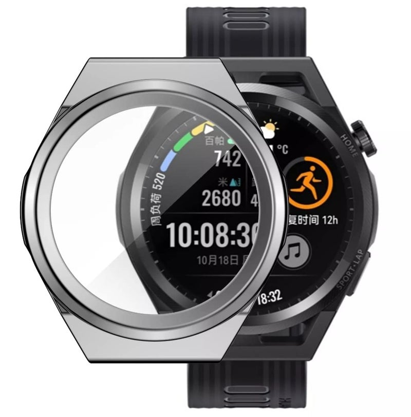 Dado Huawei Watch GT Runner TPU Full Case Cover with Screen Protector Frame, Silver - Image 3