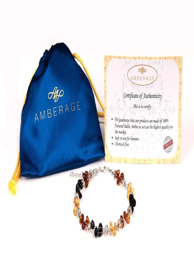 AMBERAGE Natural Baltic Amber Bracelet for Women/Teens - Hand Made from Polished/Certified Baltic Amber Beads (Multi) - Image 2
