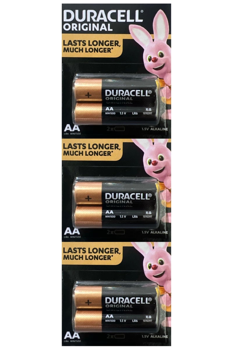 Duracell 6 Pcs Duracell AA Alkaline Batteries, 1.5V MN1500 LR6, Long-Lasting Power, Leak-Resistant Design