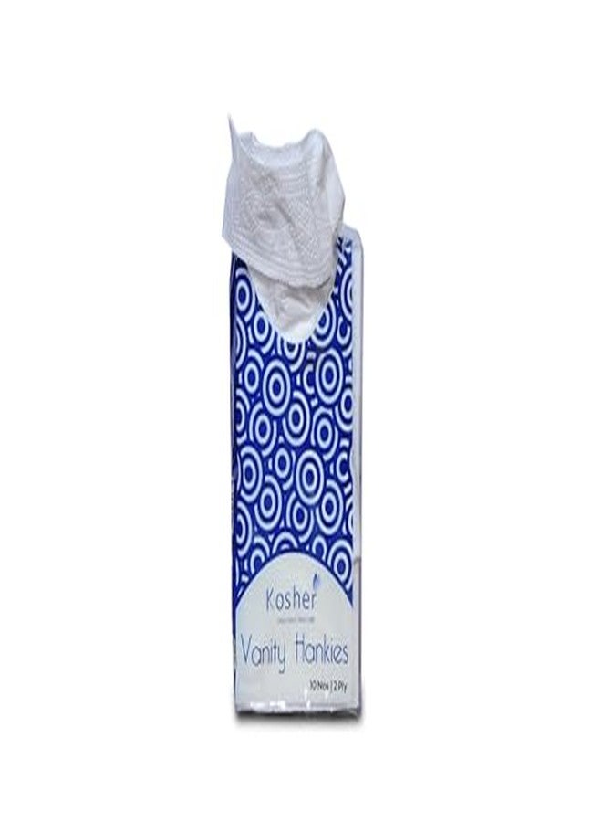 Kosher 2 Ply Vanity Hankey/Pocket Tissue | 10 Pulls X 30 Pack | Total - 300 Pulls | Travel-Friendly Pocket Size | Purse, Bag & Pocket Use - Image 2