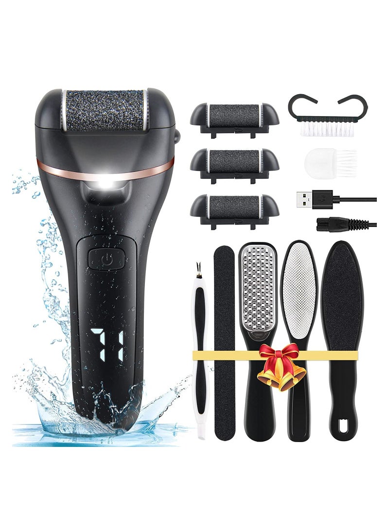 general Electric Feet Callus Remover, Professional 18 in 1 Foot File Pedicure Kit Tools, Rechargeable Dry Dead Skin Foot Scraper with 3 Roller Heads & 2-Speed Power for Feet Hands Heels Spa (Black) - Image 1