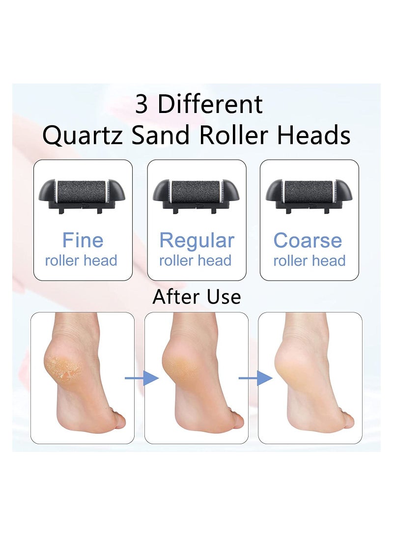 general Electric Feet Callus Remover, Professional 18 in 1 Foot File Pedicure Kit Tools, Rechargeable Dry Dead Skin Foot Scraper with 3 Roller Heads & 2-Speed Power for Feet Hands Heels Spa (Black) - Image 4