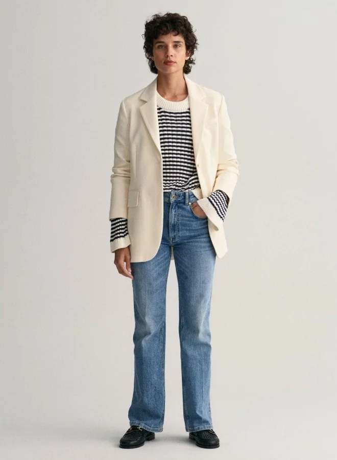 غانت Gant Striped Cotton Rib Crew Neck Sweater