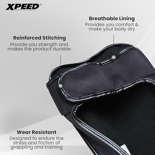 XPEED Matt PU Grappling ShinGuard/Shin Pad | Thick Padding Forefoot | Shin Guard for Men and Women | Training Practice and Sports | Kickboxing shinpad | Baseball | Cricket | Sports Shinguards (S/M) - Image 4
