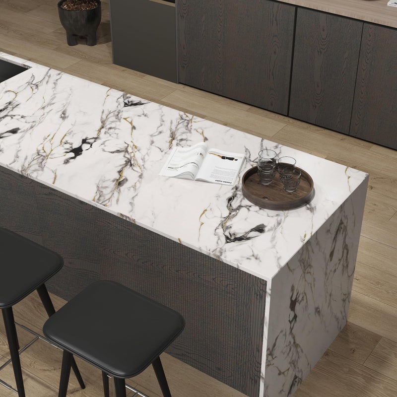 Boobest 157.4"x31.5" Wide Contact Paper White Marble Vinyl Wrap for Countertops Waterproof Self Adhesive Marble Contact Paper for Kitchen Cabinets Classroom Bathroom Peel and Stick Marble Wallpaper - Image 3