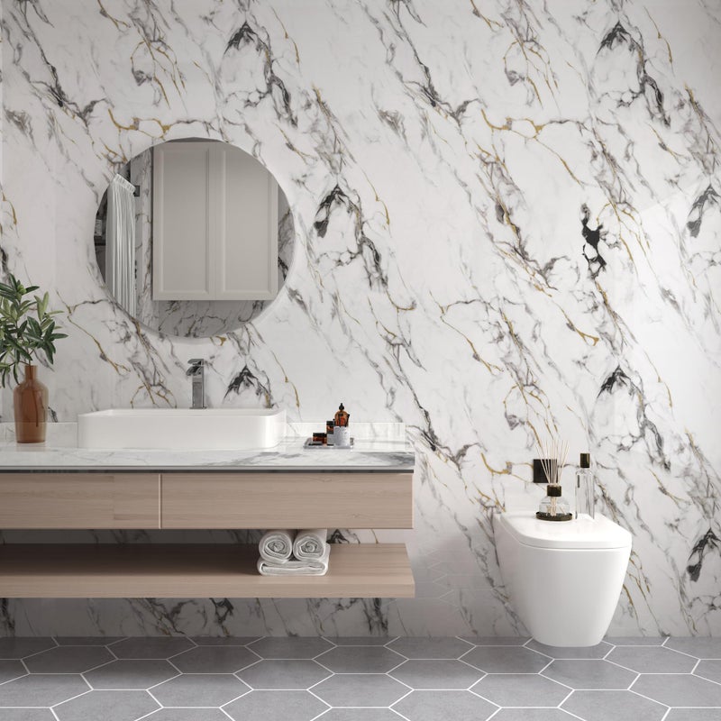 Boobest 157.4"x31.5" Wide Contact Paper White Marble Vinyl Wrap for Countertops Waterproof Self Adhesive Marble Contact Paper for Kitchen Cabinets Classroom Bathroom Peel and Stick Marble Wallpaper - Image 4