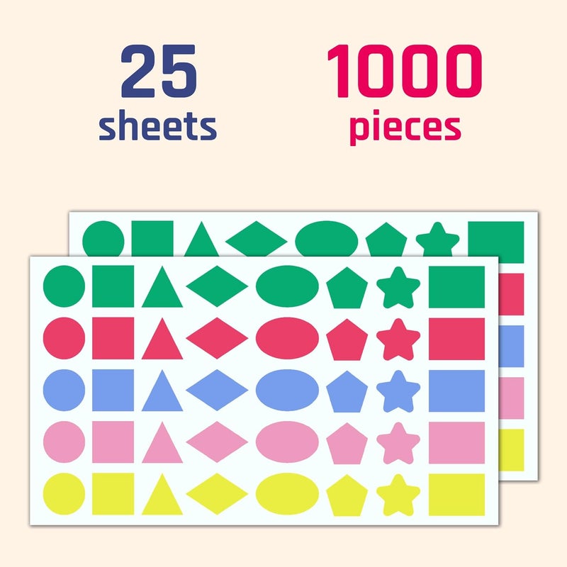 TownStix 1000 Pieces 34 inch  Colored Shape Stickers Color Coded Labels  8 Shapes 5 Colors - Image 4