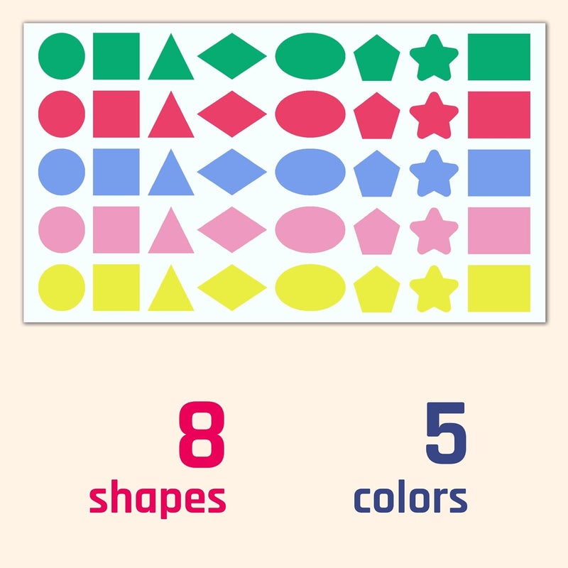 TownStix 1000 Pieces 34 inch  Colored Shape Stickers Color Coded Labels  8 Shapes 5 Colors - Image 3