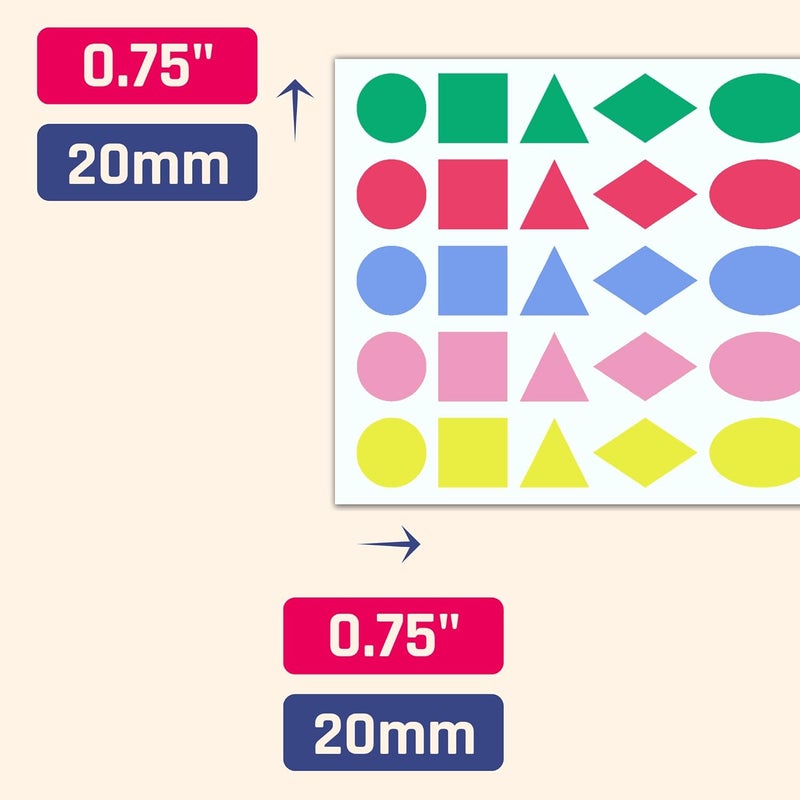 TownStix 1000 Pieces 34 inch  Colored Shape Stickers Color Coded Labels  8 Shapes 5 Colors - Image 2