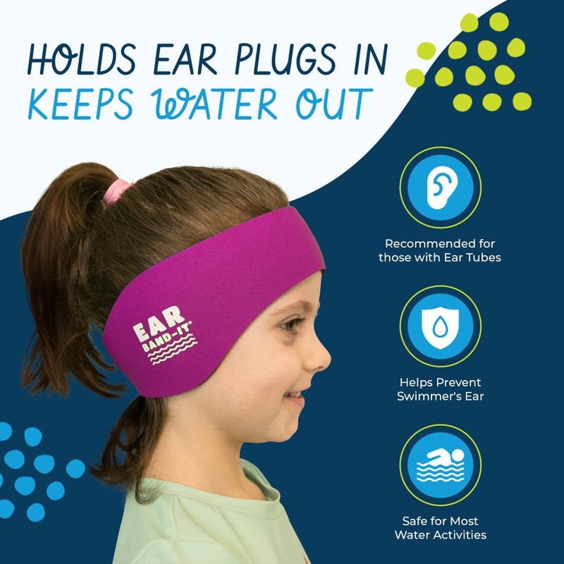 Ear Band-It Earvolution Ear Band-It Original Swimming Headband for Kids/Adults - Invented by Ear, Nose, and Throat Doctor- Durable Neoprene Maximizes Protection - Putty Buddies Sold Separately - Magenta - Large - Image 4