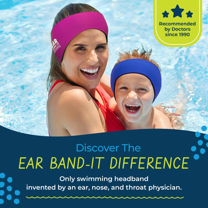Ear Band-It Earvolution Ear Band-It Original Swimming Headband for Kids/Adults - Invented by Ear, Nose, and Throat Doctor- Durable Neoprene Maximizes Protection - Putty Buddies Sold Separately - Magenta - Large - Image 3