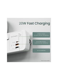 Lencent Multi Plug Extension Socket 3 Way Electrical Outlet Extender Pd And Qc 3.0 20W Usb Wall Charger 6 In 1 Universal Plug Adapter Charging Station For Home Office Kitchen Individually Switched  - Image 3