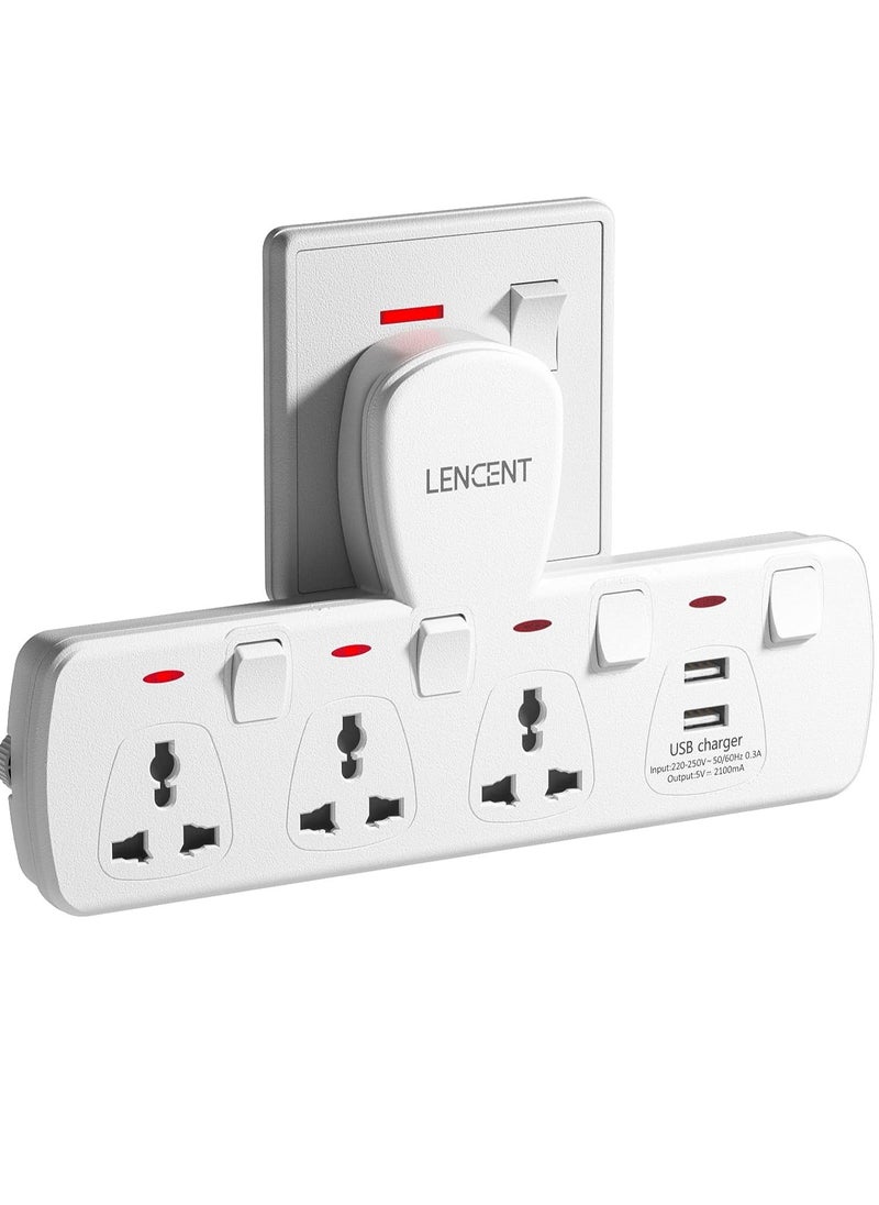 Lencent مقبس تمديد متعدد المقابس بثلاث طرق، موسع منفذ كهربائي بتقنية PD وQC 3.0 بقوة 20 وات، شاحن حائط USB، محول مقبس عالمي 6 في 1، محطة شحن للمنزل والمكتب والمطبخ، يتم تبديله بشكل فردي  - Image 1