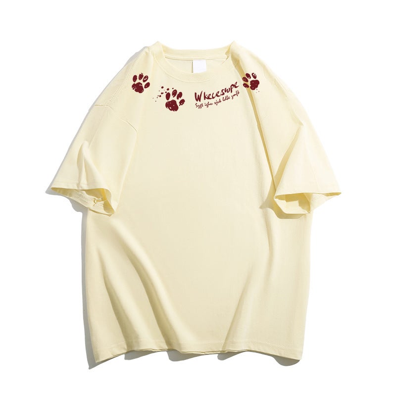 Heavy Cotton Short-sleeved T-shirt Women's Summer High-end Loose All-match Crewneck Top New