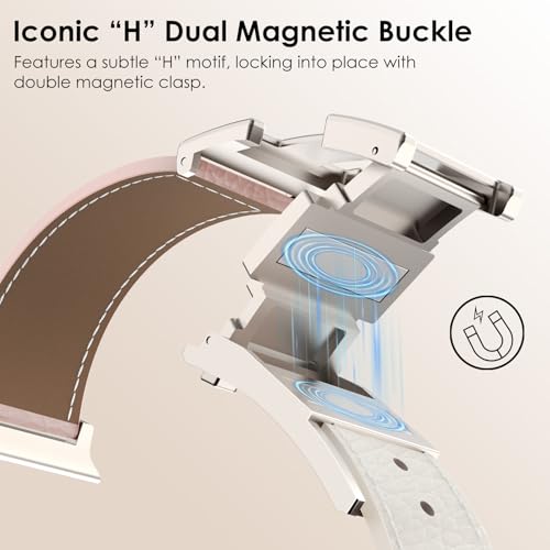 CHANCHY Leather Magnetic Watch Band Compatible with Apple Watch Bands 40mm 38mm 41mm 42mm 44mm 45mm 46mm, Top Grain Leather Dressy Band for Women Men iWatch Ultra SE3 Series 11/10/9/8/7/6/5/4/3/2/1 - Image 3
