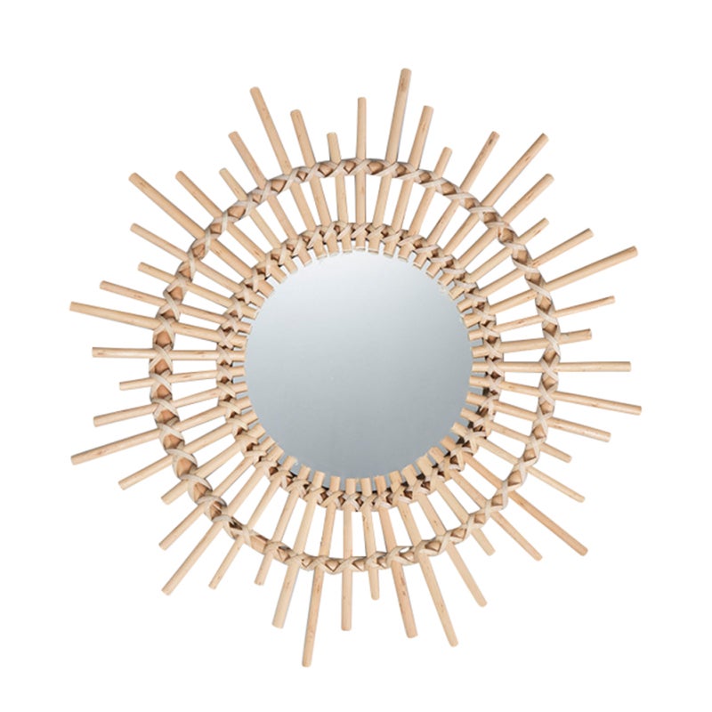 Rattan Mirror: Multicolor Rattan Design - Natural Elements Clear Imaging Wall Hanging for Home Interior Decor & Countertop Decoration - Image 5