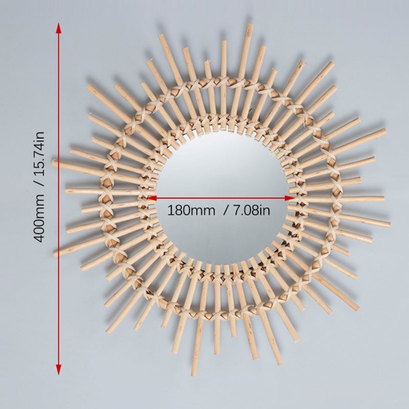 Rattan Mirror: Multicolor Rattan Design - Natural Elements Clear Imaging Wall Hanging for Home Interior Decor & Countertop Decoration - Image 4