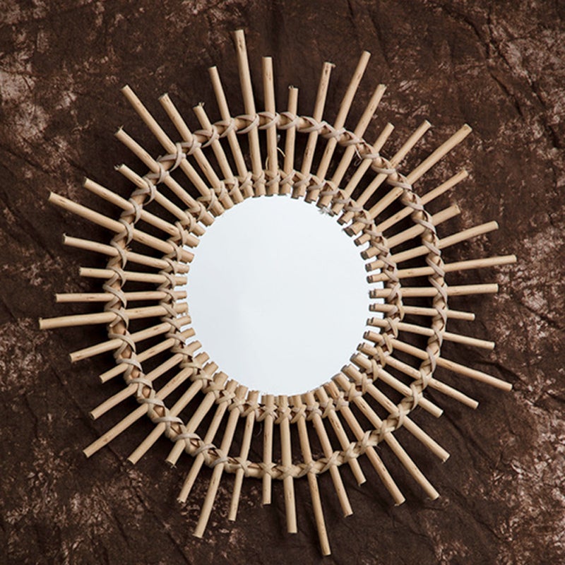Rattan Mirror: Multicolor Rattan Design - Natural Elements Clear Imaging Wall Hanging for Home Interior Decor & Countertop Decoration - Image 3