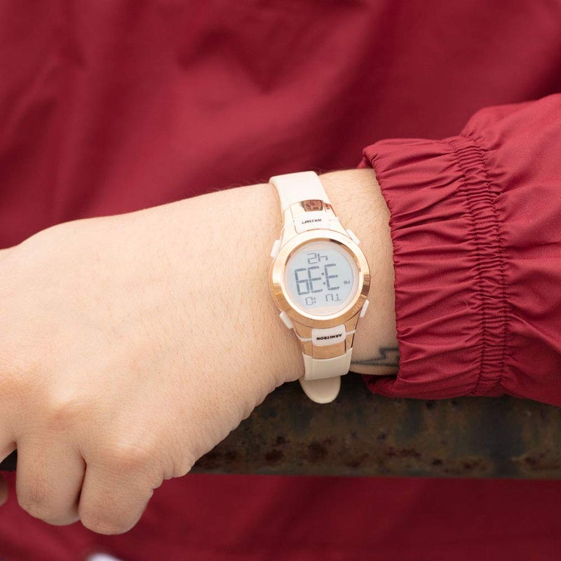 Armitron Sport Women's 45/7012PBH Rose Gold-Tone Accented Digital Chronograph Blush Pink Resin Strap Watch - Image 2