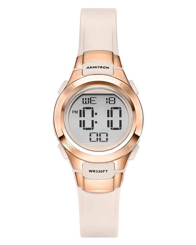Armitron Sport Women's 45/7012PBH Rose Gold-Tone Accented Digital Chronograph Blush Pink Resin Strap Watch - Image 1