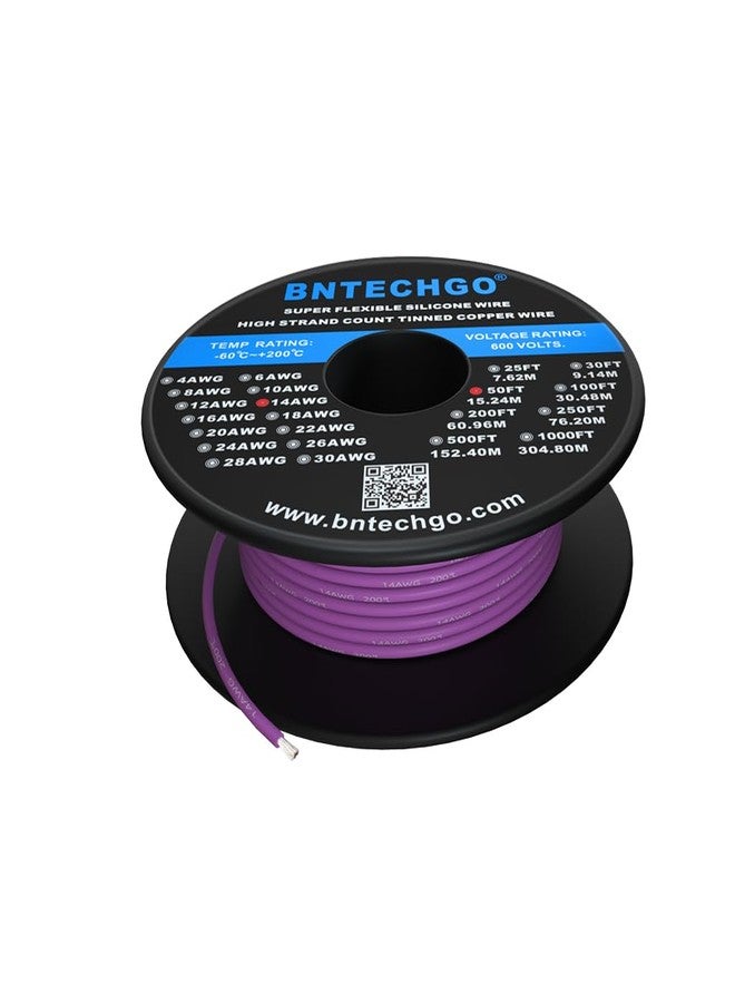 BNTECHGO 14 Gauge Silicone Wire Spool 50 ft Purple Flexible 14 AWG Stranded Tinned Copper Wire - Image 1