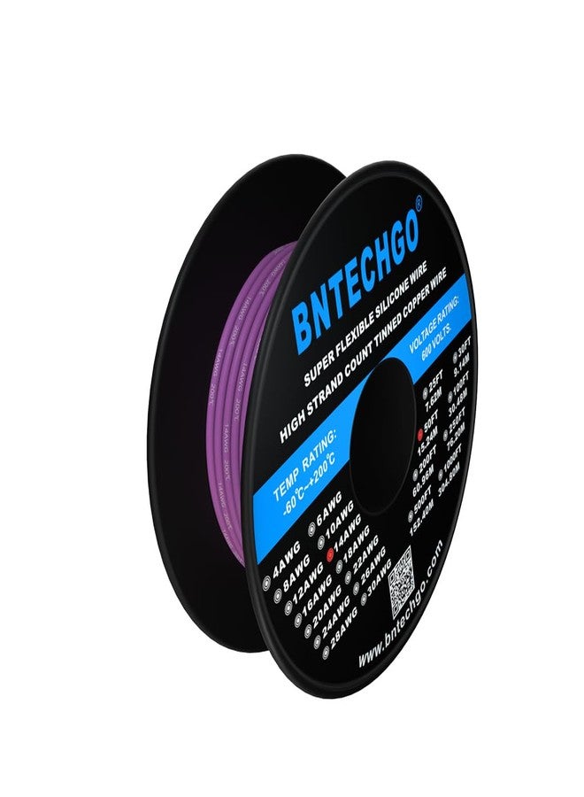 BNTECHGO 14 Gauge Silicone Wire Spool 50 ft Purple Flexible 14 AWG Stranded Tinned Copper Wire - Image 2