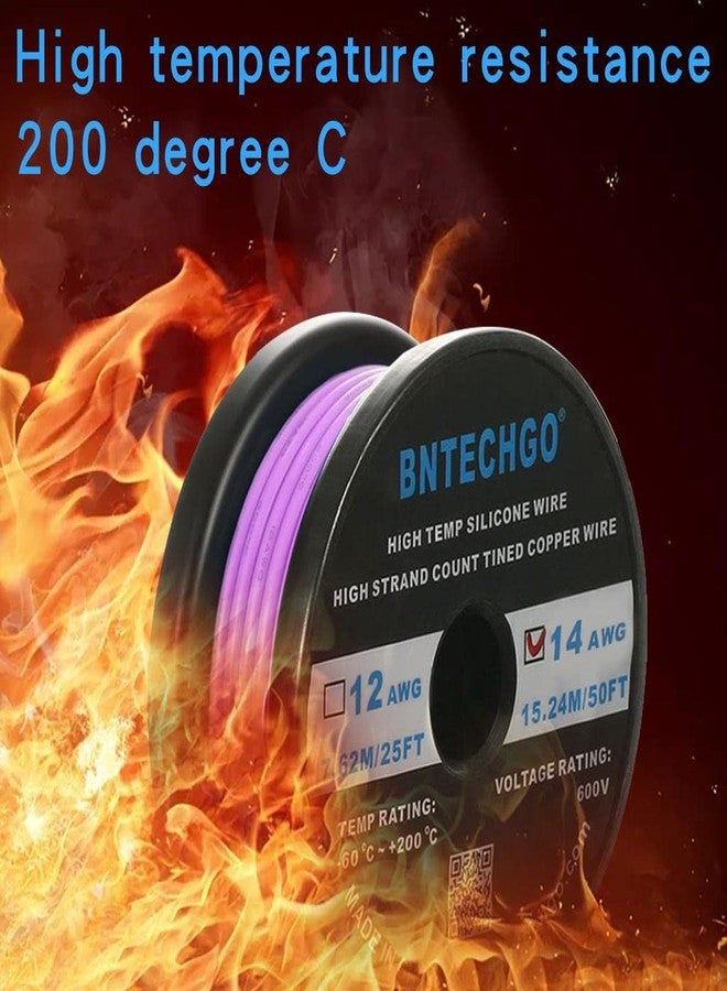 BNTECHGO 14 Gauge Silicone Wire Spool 50 ft Purple Flexible 14 AWG Stranded Tinned Copper Wire - Image 5