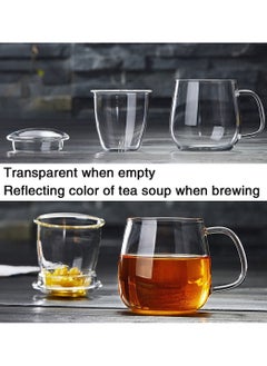 KASTWAVE Glass Tea Cup with Infuser and Lid, 17.6 ounce Glass Tea Cups with Strainer, Loose Leaf Tea Cup Mug for One, Lead-free Borosilicate Glass Teacups, Clear Teacup for Loose Leaf Tea  - Image 5