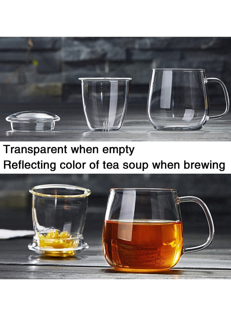 KASTWAVE - Glass Tea Cup with Infuser and Lid, 17.6 ounce Glass Tea Cups with Strainer, Loose Leaf Tea Cup Mug for One, Lead-free Borosilicate Glass Teacups, Clear Teacup for Loose Leaf Tea - Image 1