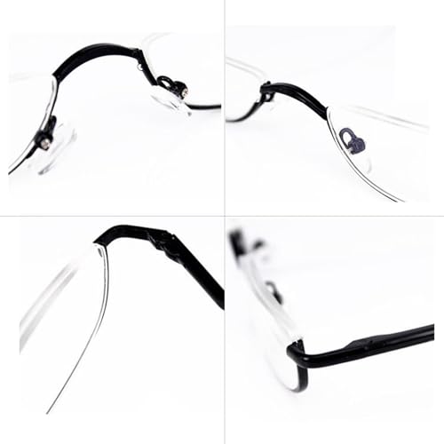 Viseng Half Frame Reading Glasses for Women Men Slim Half Moon Lens Readers Metal Semi Rimless eyewear Blue+Black+1.0 - Image 5