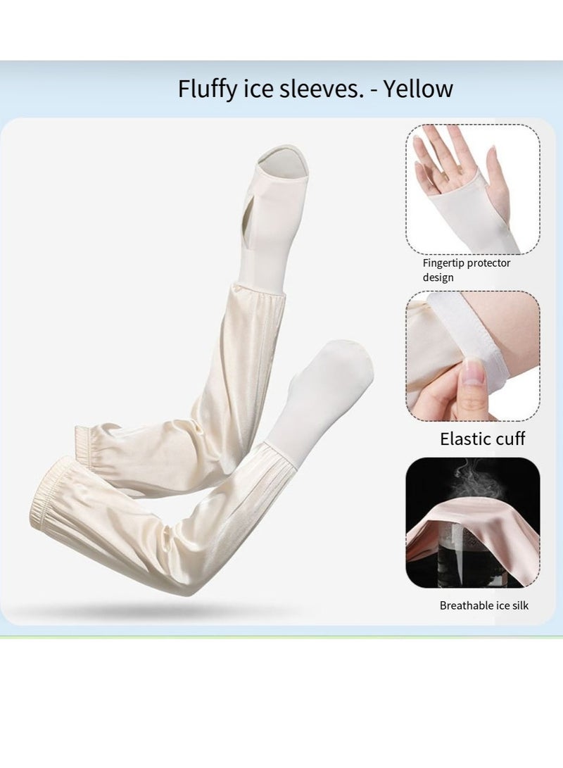 general Sun protection sleeves summer anti-ultraviolet outdoor ice sleeves cycling nylon ice silk women's long sun protection gloves  - Image 1