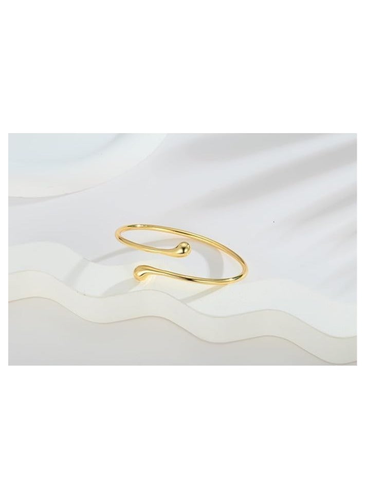 Fayrouz Jewellery Elegant Teardrop Shape Wide Bracelet for Women Stainless 18K Gold Plated Adjustable Open Wide Bracelets Simple Gold Wristbands by Fayrouz Jewelry  - Image 4