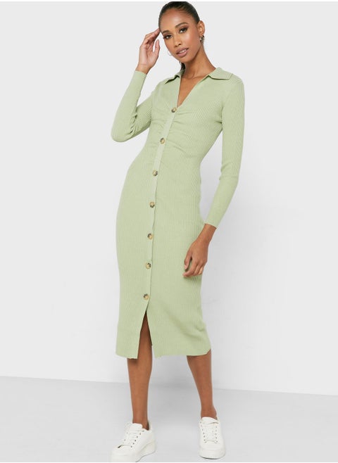Ribbed Button Down Dress