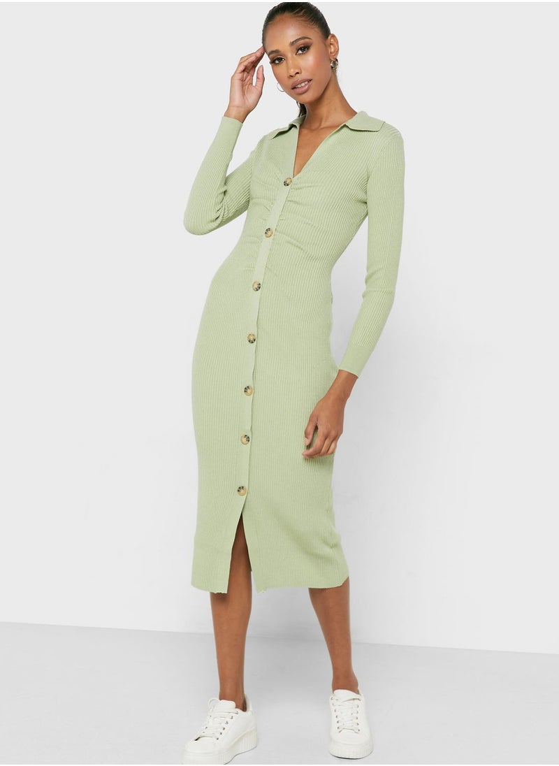 NEW LOOK - Ribbed Button Down Dress - Image 1