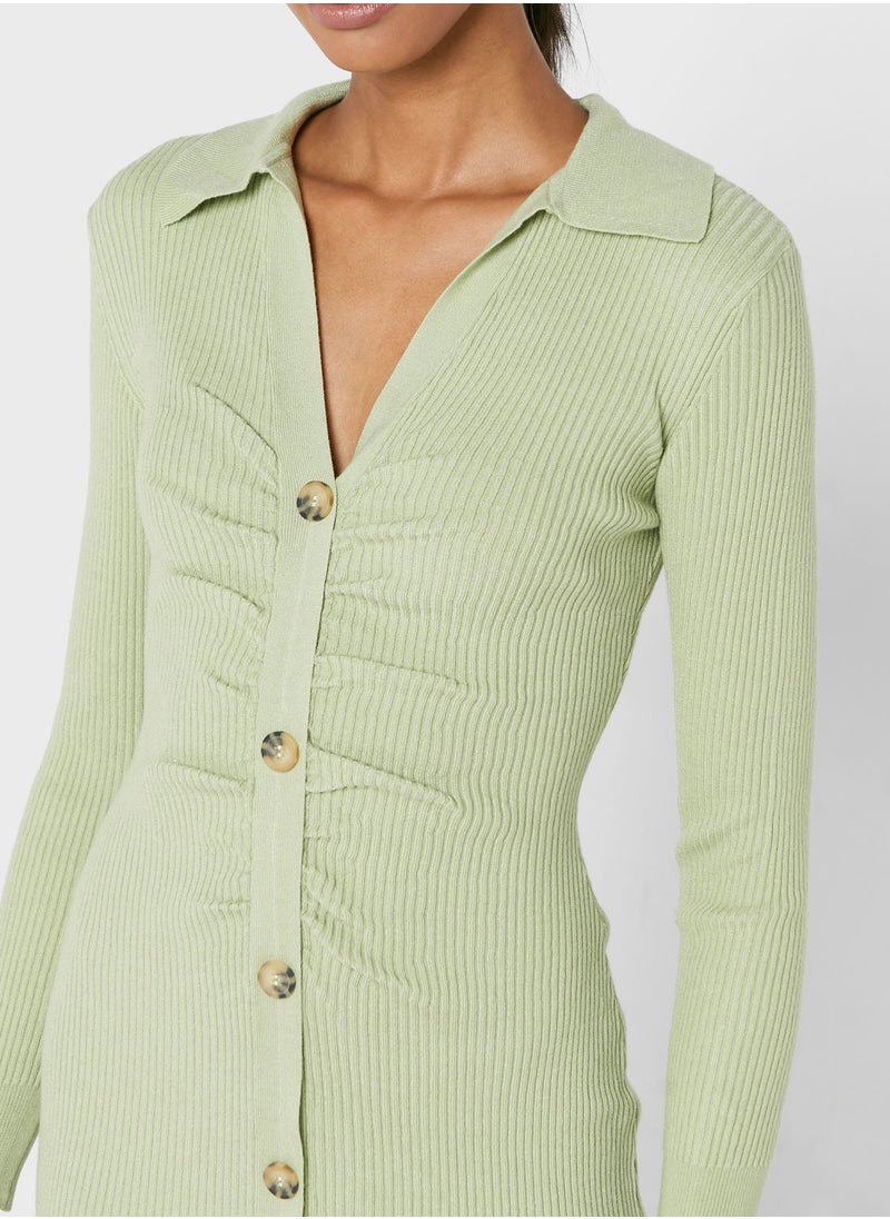 NEW LOOK - Ribbed Button Down Dress - Image 1