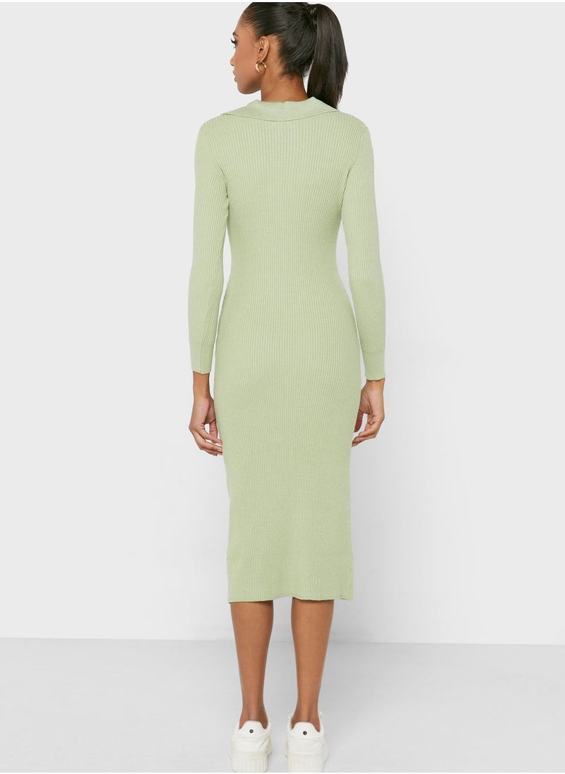 NEW LOOK - Ribbed Button Down Dress - Image 1